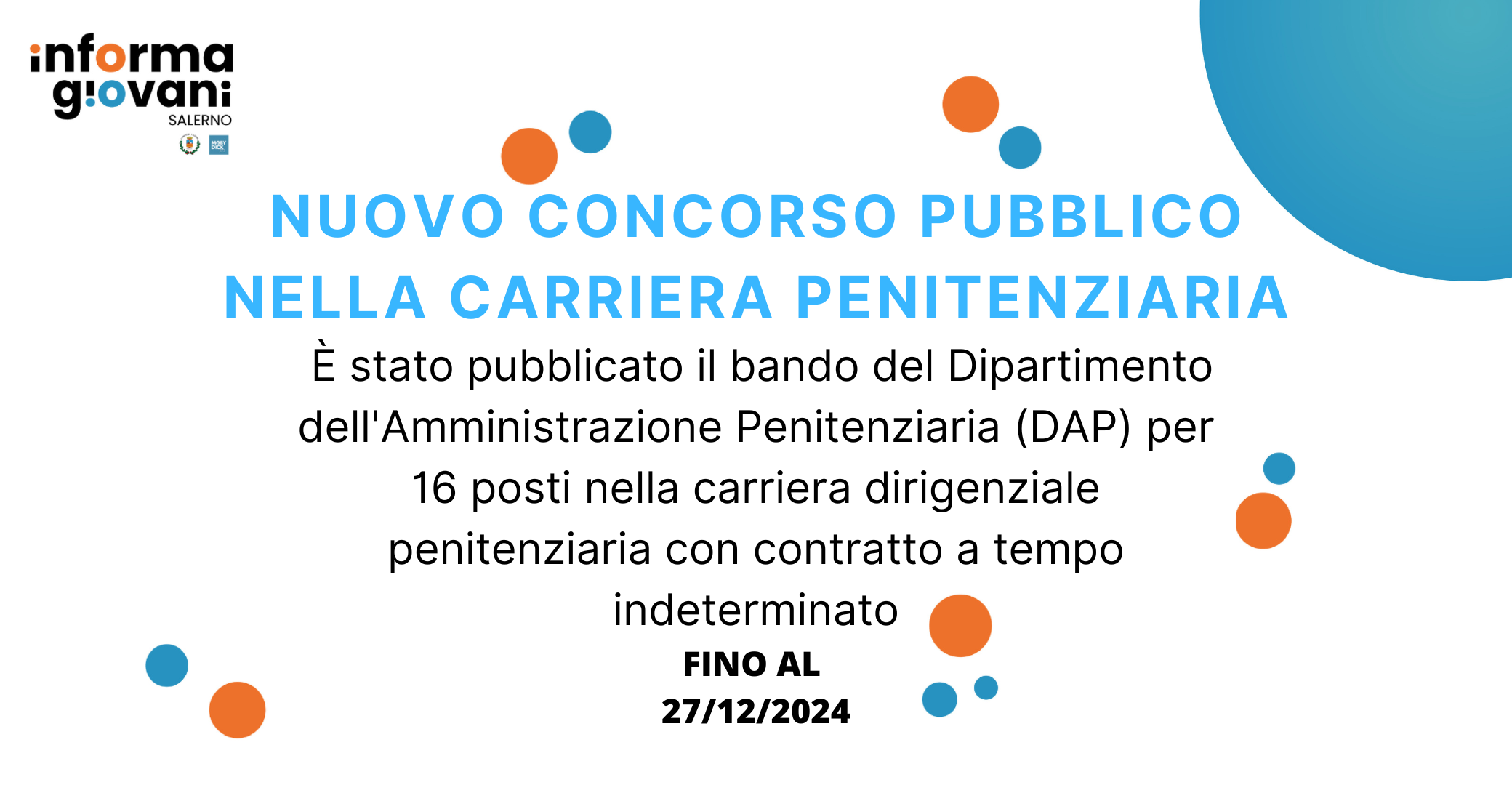 NUOVO CONCORSO PUBBLICO NELLA CARRIERA PENITENZIARIA